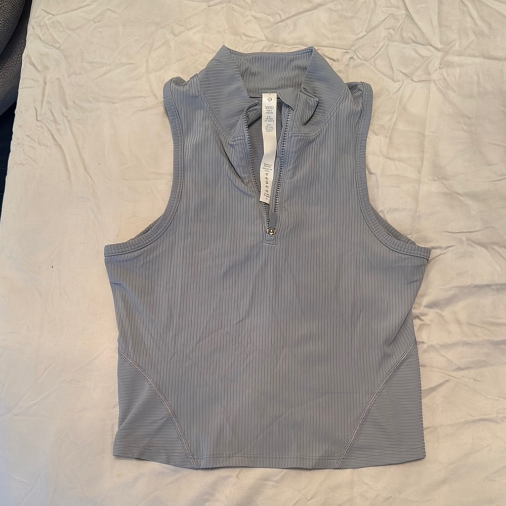 Light Gray lululemon cropped half zip sleeveless top size 6